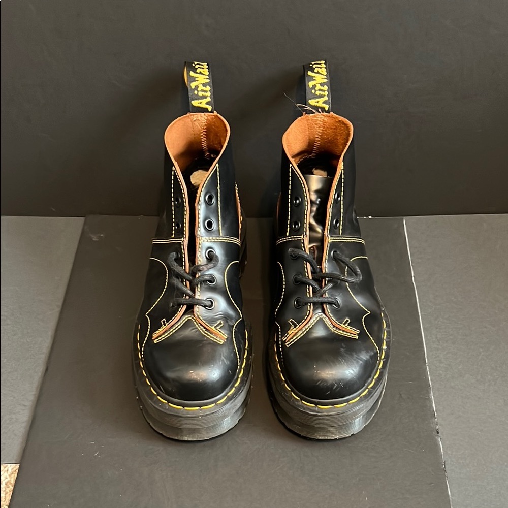 Dr. Martens Black Leather Women’s Church Monkey Boots